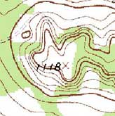 Topographical map of Kaliche Mountain